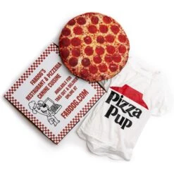 Fab Dog Box Of Pizzas Squeaky Stuffing-Free Plush Dog Toy -PetSafe Kong Shop 194668 PT5. AC SS1800 V1632337040