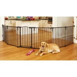 North States 3-in-1 Arched Metal Superyard Dog Gate, Bronze