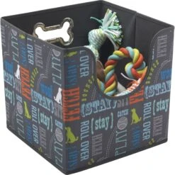 Paw Prints Word Design Collapsible Pet Storage Bin -PetSafe Kong Shop 206524 PT3. AC SS1800 V1571924342
