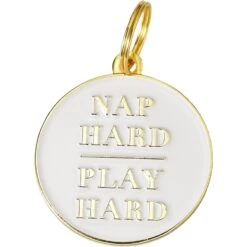 Two Tails Pet Company Nap Hard Play Hard Personalized Dog ID Tag
