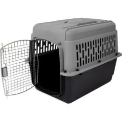 Aspen Pet Traditional Dog & Cat Kennel, Gray/Black