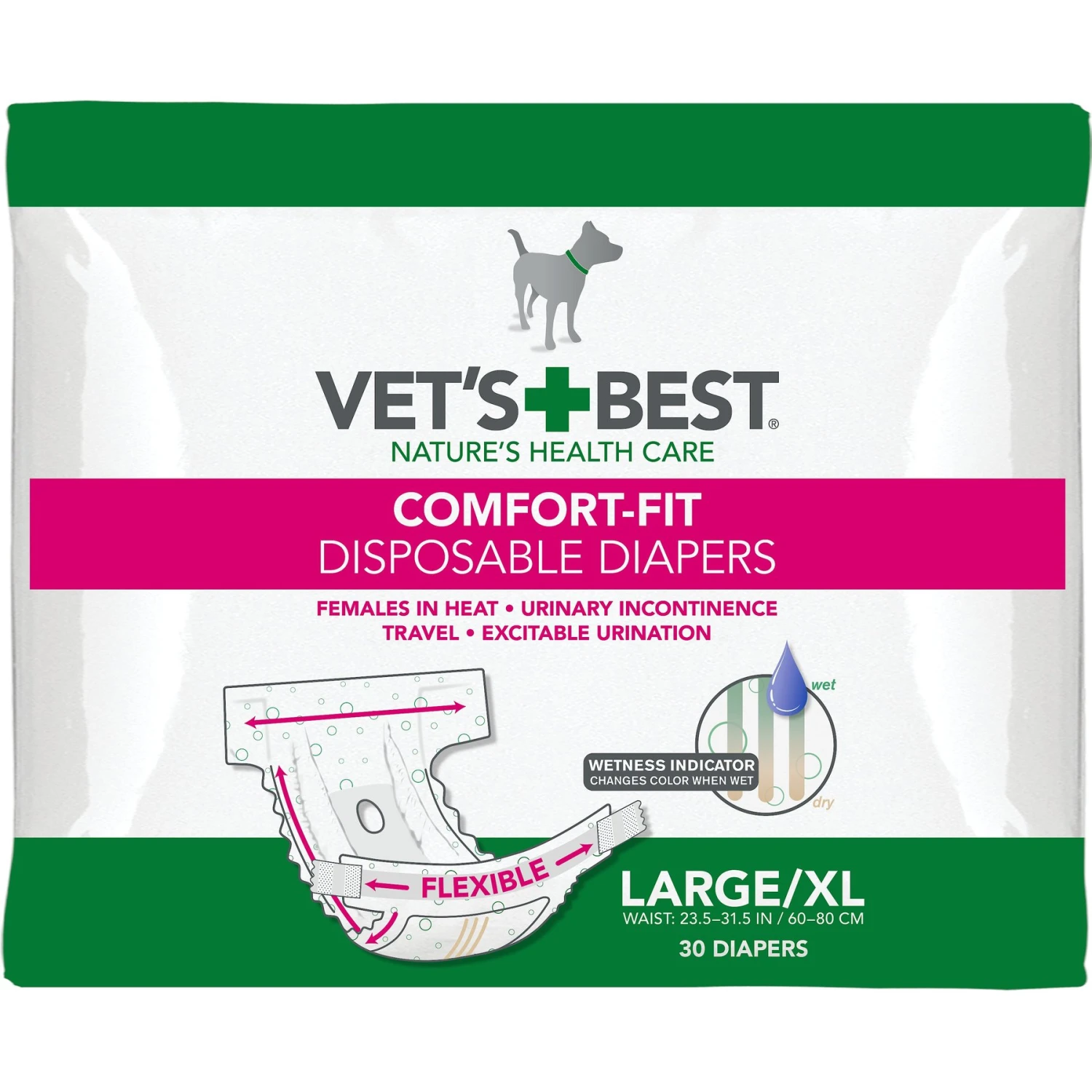 Vet's Best Comfort-Fit Disposable Female Dog Diapers 1 Vet's Best Comfort-Fit Disposable Female Dog Diapers