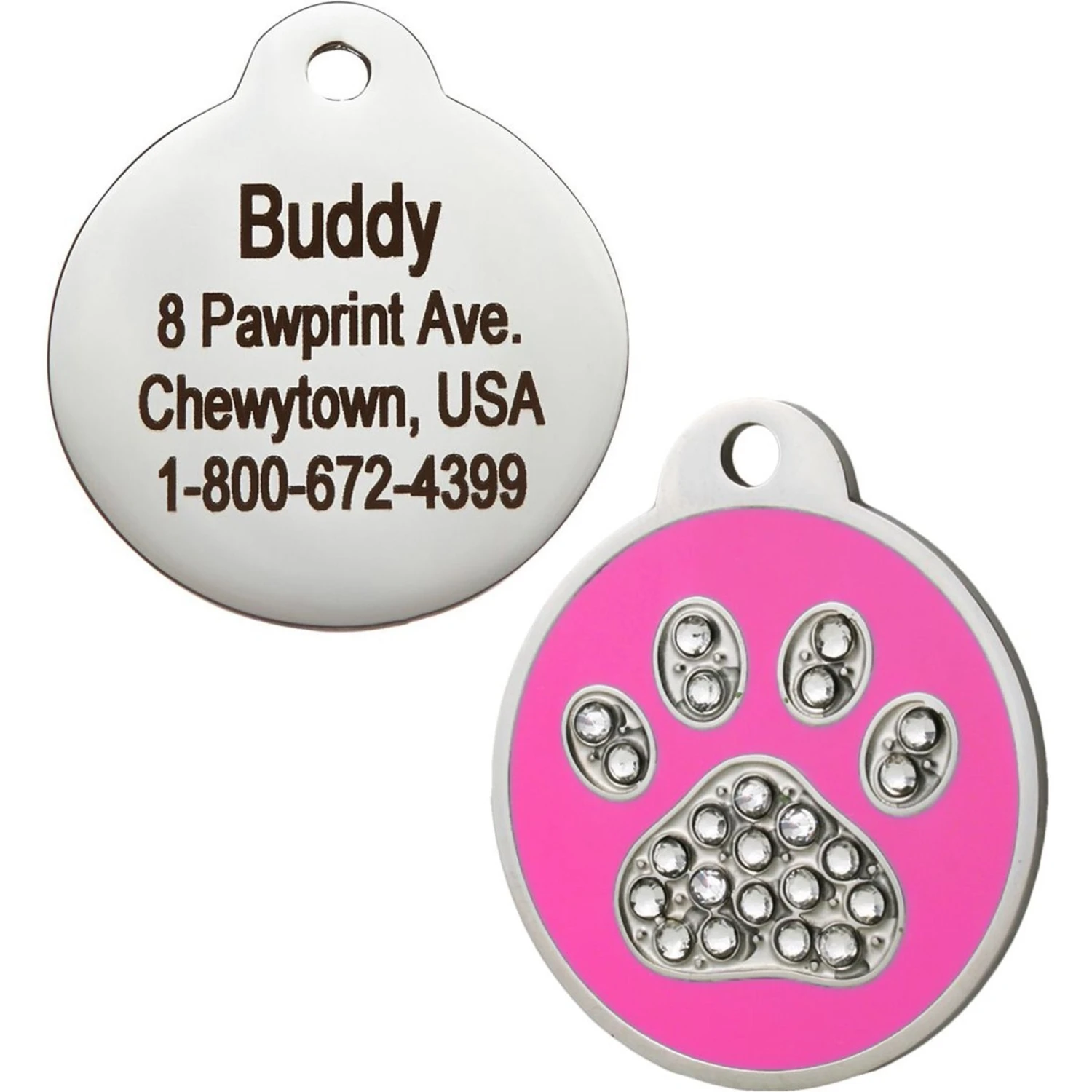 GoTags Stainless Steel Personalized Dog & Cat ID Tag, Swarovski Crystal Paw Print 1 GoTags Stainless Steel Personalized Dog & Cat ID Tag, Swarovski Crystal Paw Print