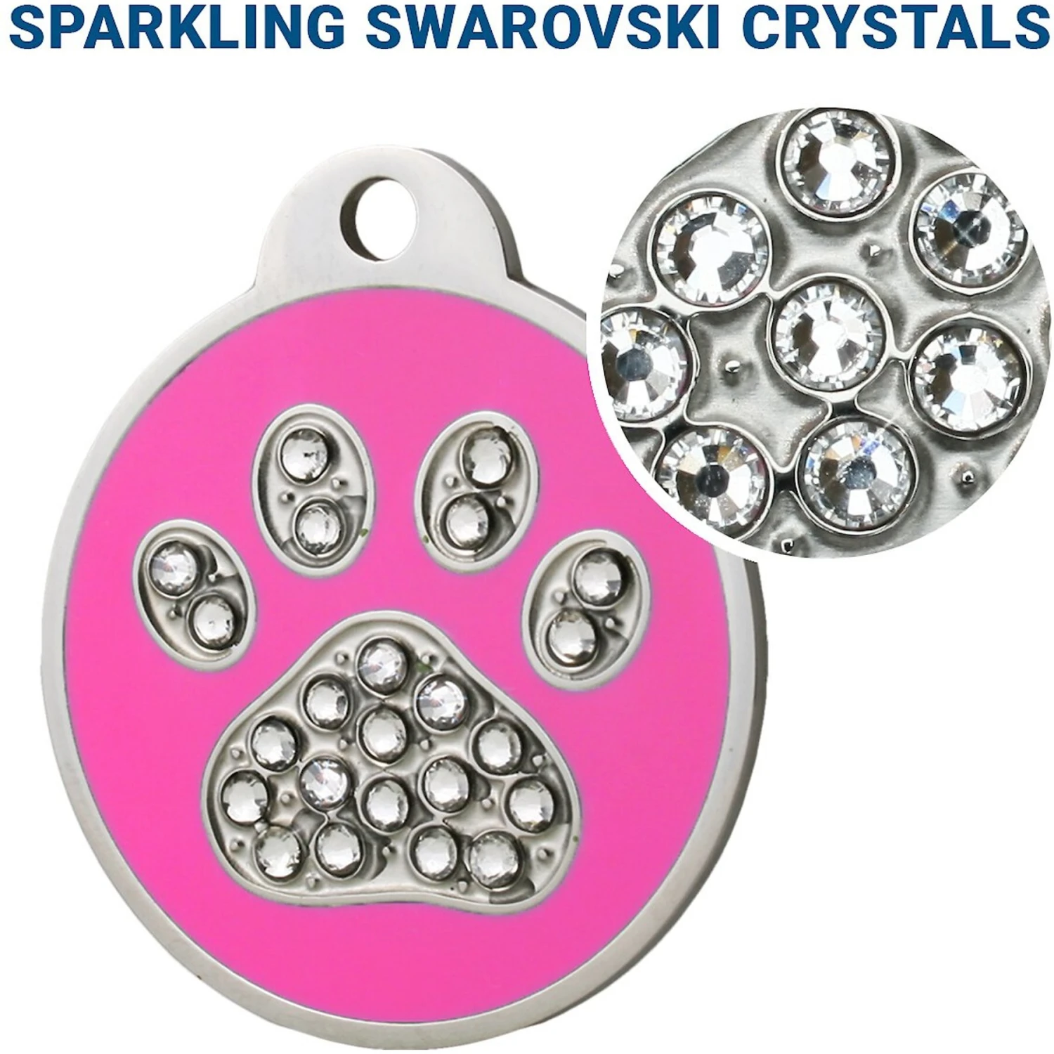 GoTags Stainless Steel Personalized Dog & Cat ID Tag, Swarovski Crystal Paw Print 3 GoTags Stainless Steel Personalized Dog & Cat ID Tag, Swarovski Crystal Paw Print - Image 3