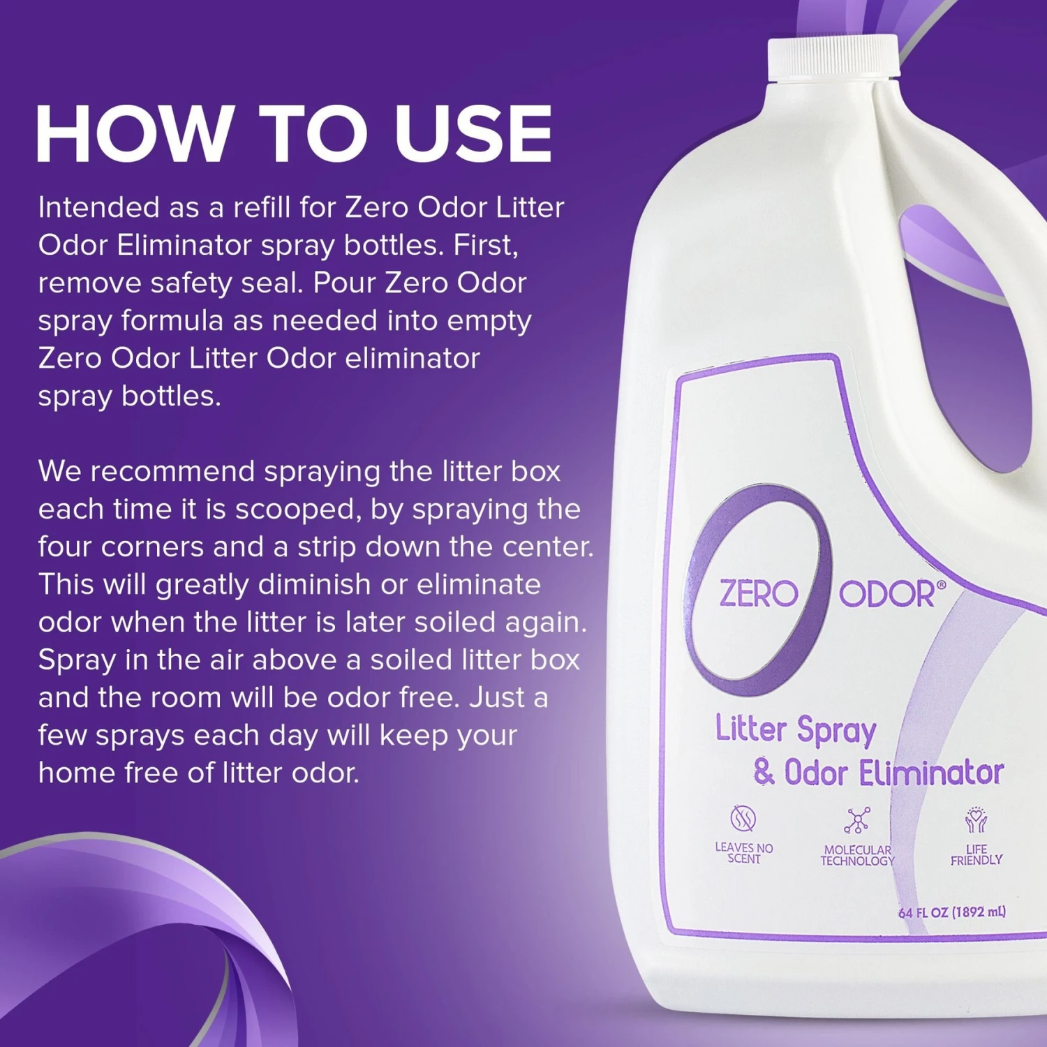 Zero Odor Litter Spray & Pet Odor Eliminator, 64-oz Bottle 9 Zero Odor Litter Spray & Pet Odor Eliminator, 64-oz Bottle - Image 9