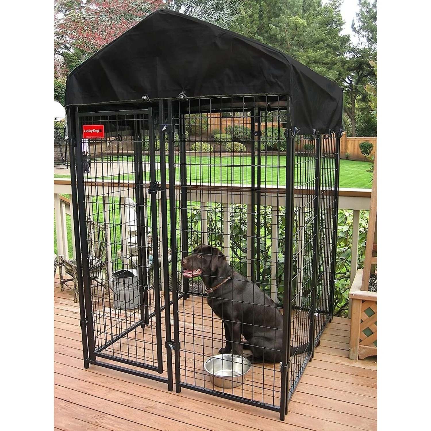 Lucky Dog Uptown Welded Wire Dog Kennel, Cover & Frame 2 Lucky Dog Uptown Welded Wire Dog Kennel, Cover & Frame - Image 2