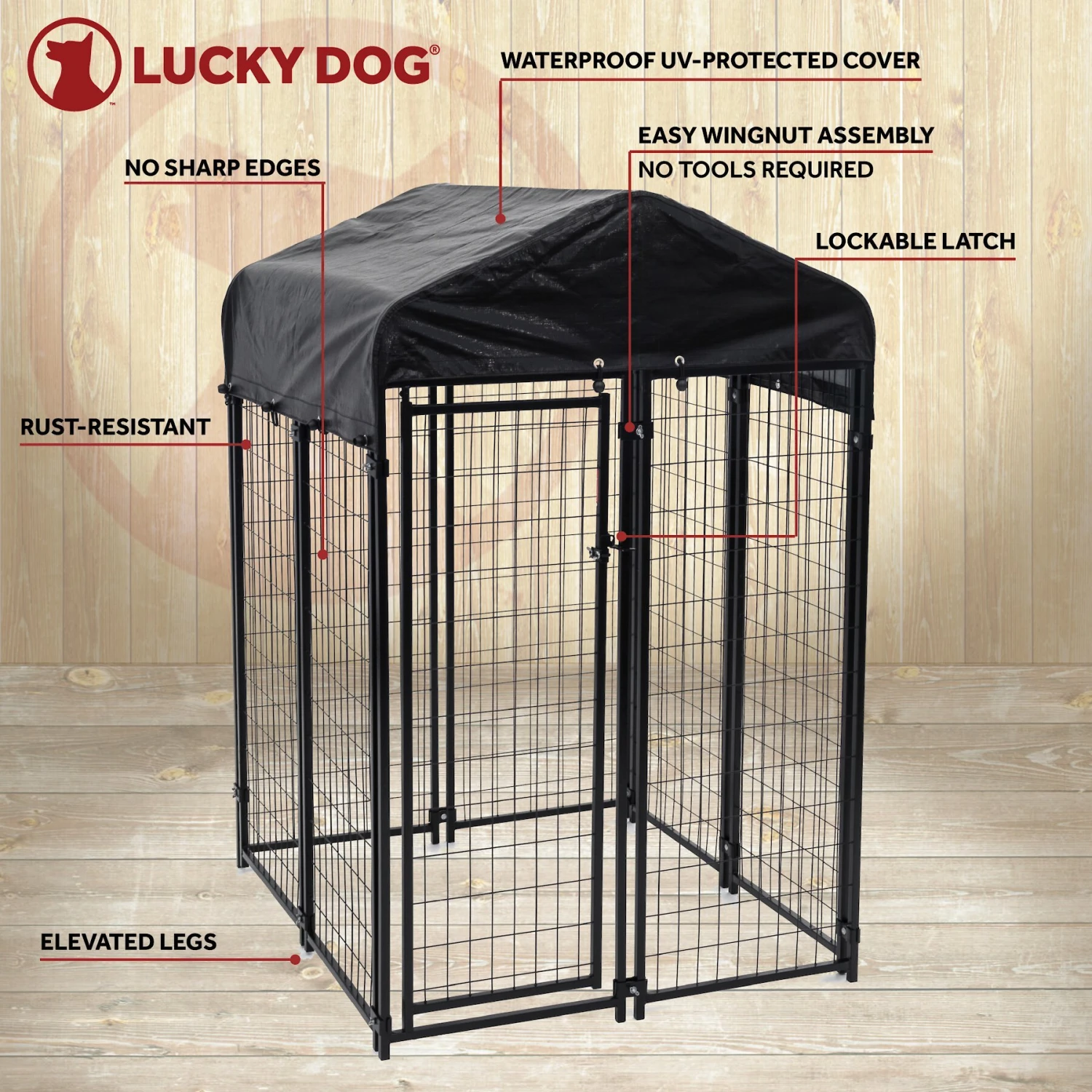 Lucky Dog Uptown Welded Wire Dog Kennel, Cover & Frame 4 Lucky Dog Uptown Welded Wire Dog Kennel, Cover & Frame - Image 4