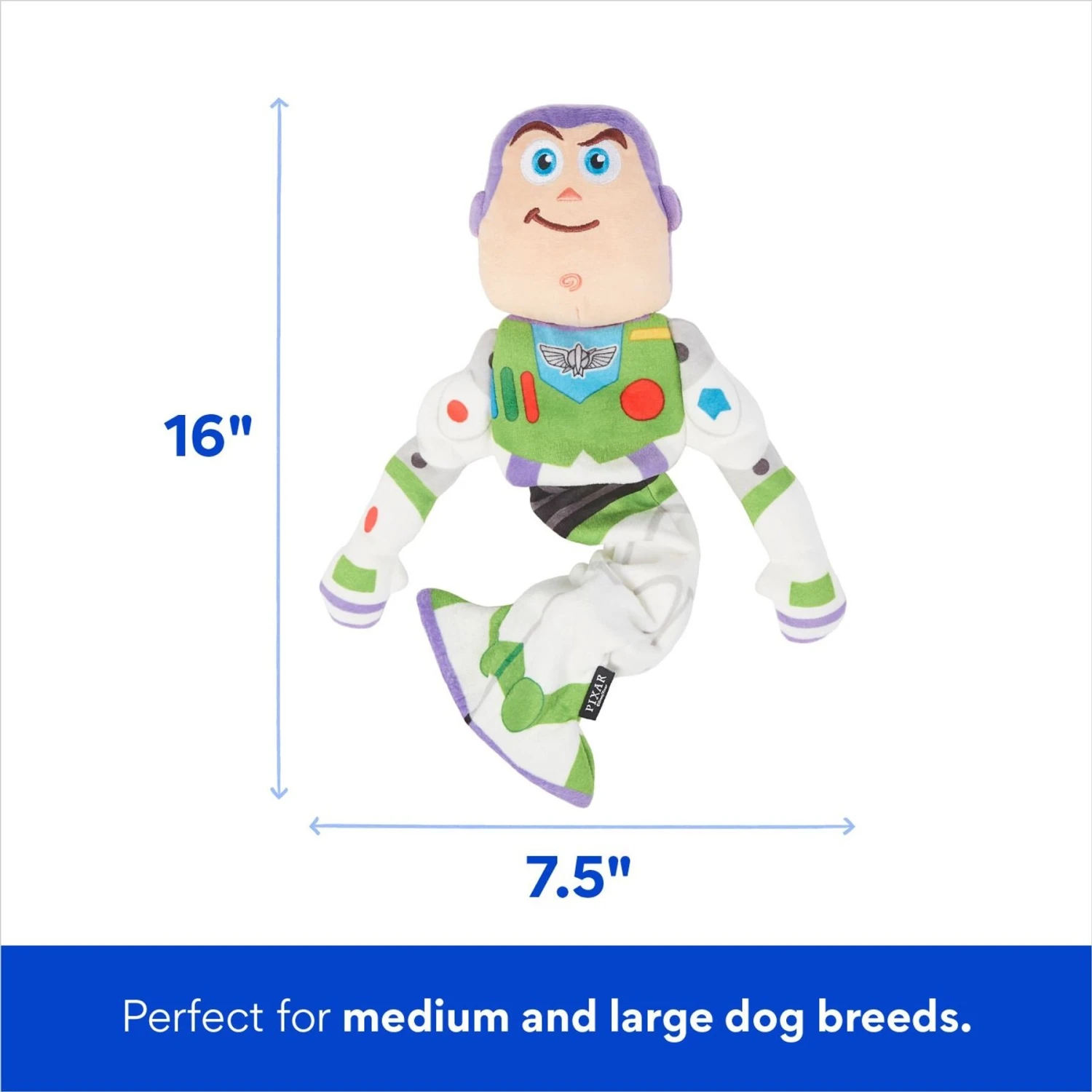 Pixar Buzz Lightyear Bungee Plush Squeaky Dog Toy 2 Pixar Buzz Lightyear Bungee Plush Squeaky Dog Toy - Image 2