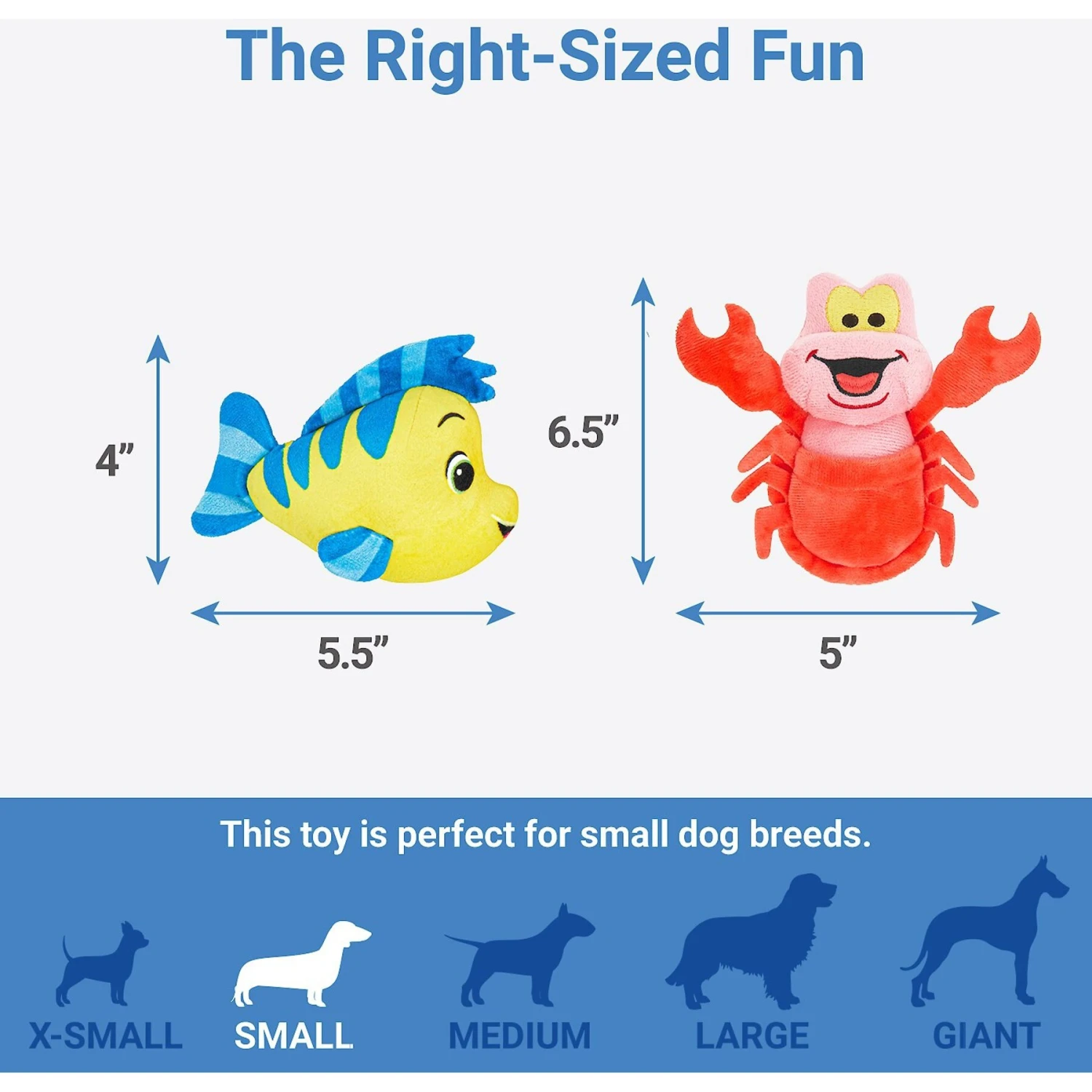 Disney Flounder & Sebastian Plush Squeaky Dog Toy, 2 Count 2 Disney Flounder & Sebastian Plush Squeaky Dog Toy, 2 Count - Image 2