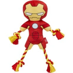 Marvel 's Ironman Plush With Rope Squeaky Dog Toy