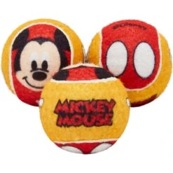 Disney Mickey Mouse Fetch Squeaky Tennis Ball Dog Toy, 3 Count