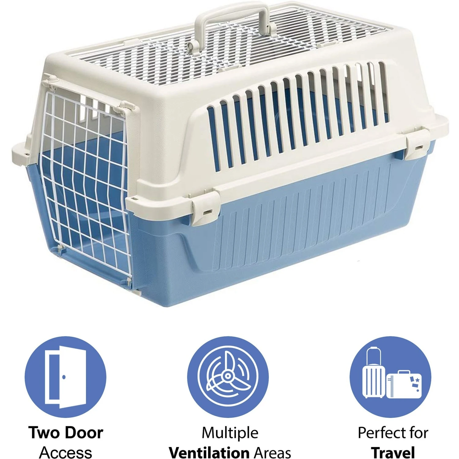 Ferplast ATLAS Two Door Top Load Plastic Dog & Cat Carrier 2 Ferplast ATLAS Two Door Top Load Plastic Dog & Cat Carrier - Image 2