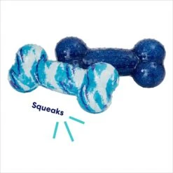 Frisco Retro Denim & Swirl TPR Bone Squeaky Dog Toy -PetSafe Kong Shop 230341 PT2. AC SS1800 V1695748841