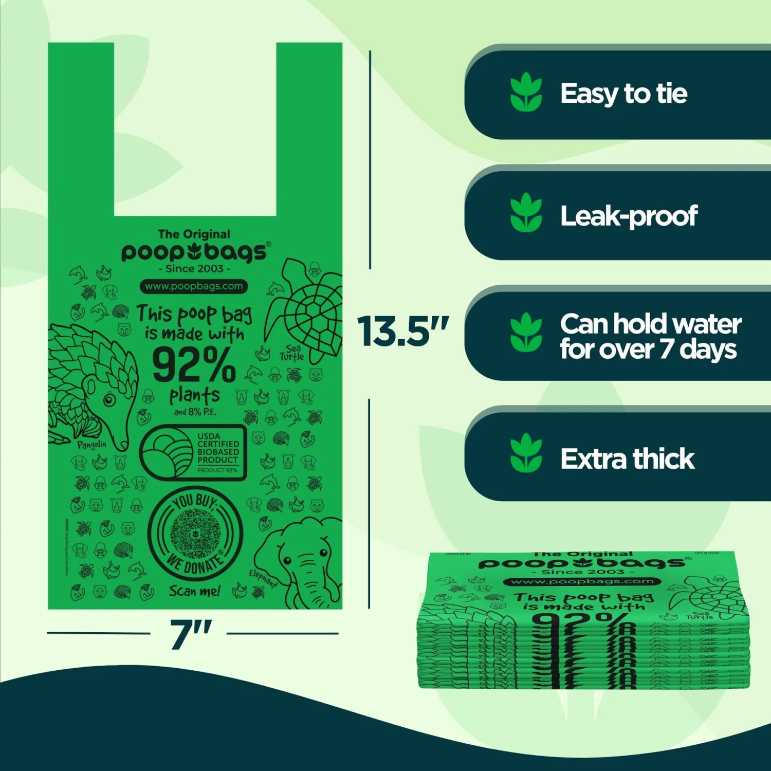 The Original Poop Bags Handle Tie Compostable Dog Poop Bags, 120 Count 2 The Original Poop Bags Handle Tie Compostable Dog Poop Bags, 120 Count - Image 2