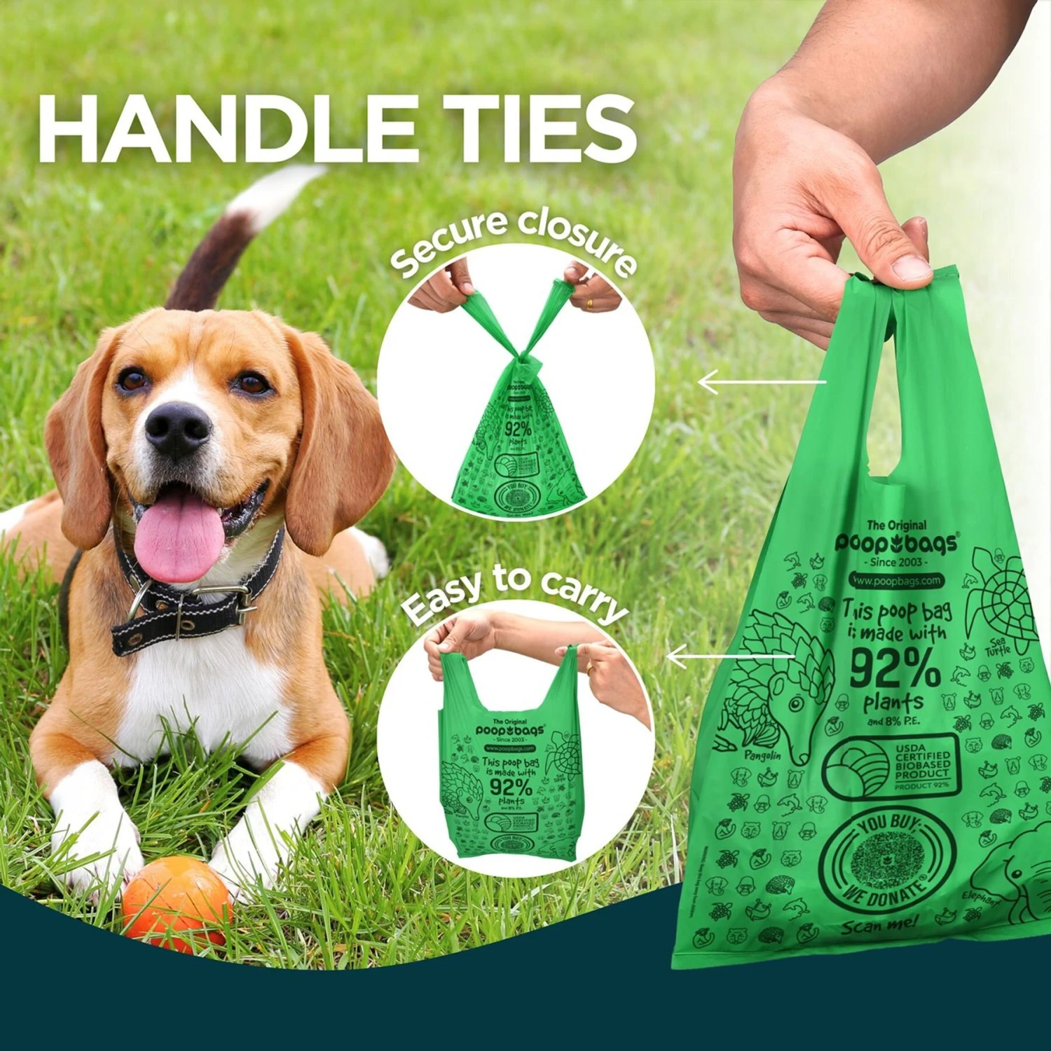 The Original Poop Bags Handle Tie Compostable Dog Poop Bags, 120 Count 8 The Original Poop Bags Handle Tie Compostable Dog Poop Bags, 120 Count - Image 8