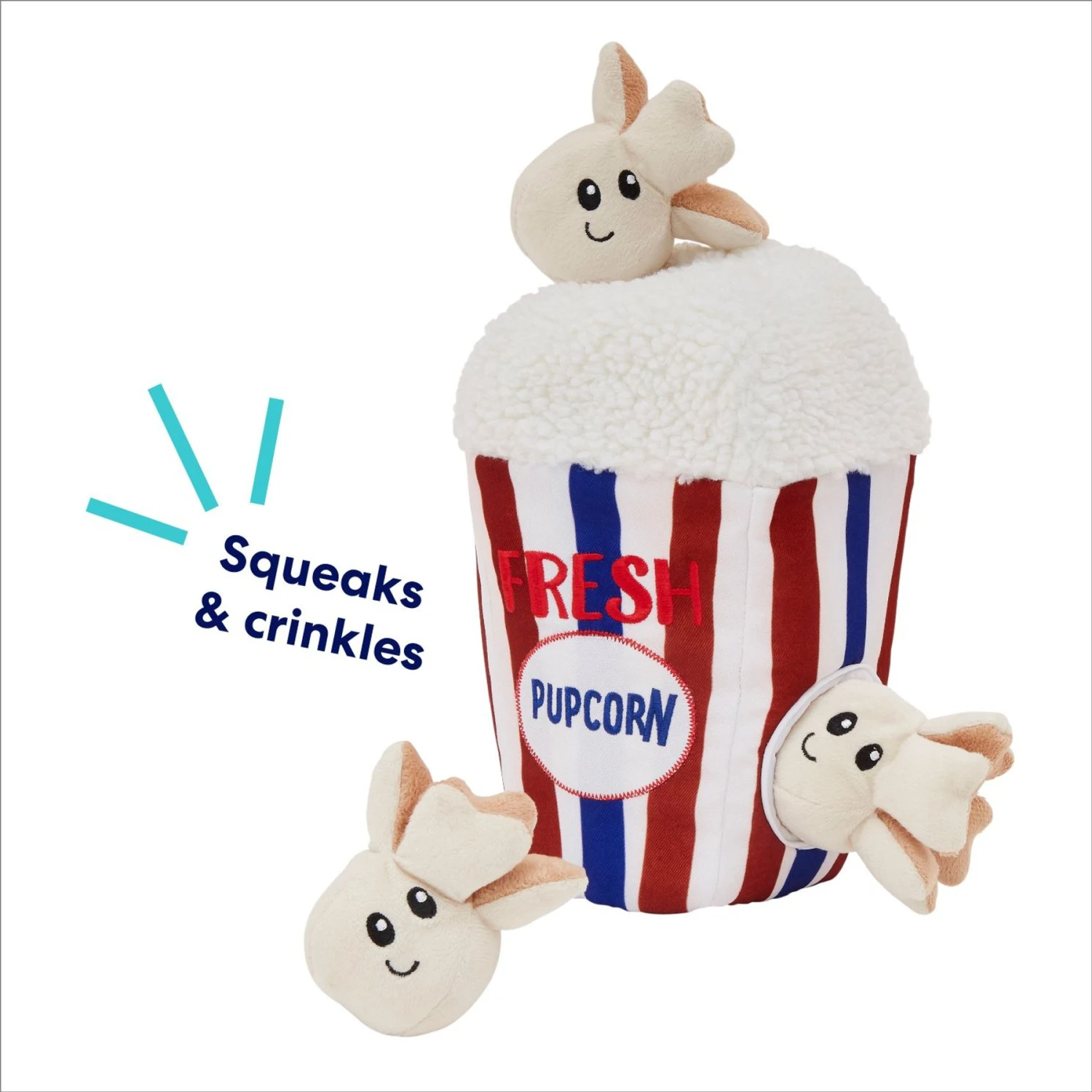 Frisco Zoomies & Chill Popcorn Hide & Seek Puzzle Plush Squeaky Dog Toy 4 Frisco Zoomies & Chill Popcorn Hide & Seek Puzzle Plush Squeaky Dog Toy - Image 4