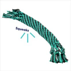 Frisco Flat Teal & Gray Braided Rope Squeaky Fetch Dog Toy -PetSafe Kong Shop 242127 PT2. AC SS1800 V1695748438