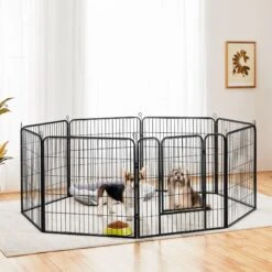 Yaheetech 8-Panel Dog Exercise Pen, Black
