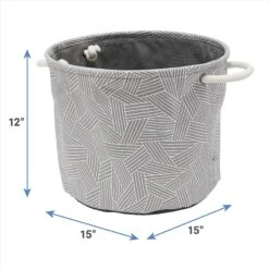 Frisco Round Collapsible Pet Toy Storage Bin, Gray Basket Weave -PetSafe Kong Shop 250585 PT2. AC SS1800 V1613774793