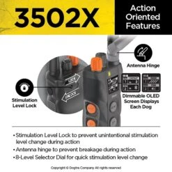 Dogtra 3502X Training E-Collar Waterproof Rechargeable 1.5-mile Range Dog Remote, Black/Orange -PetSafe Kong Shop 252529 PT5. AC SS1800 V1602539771