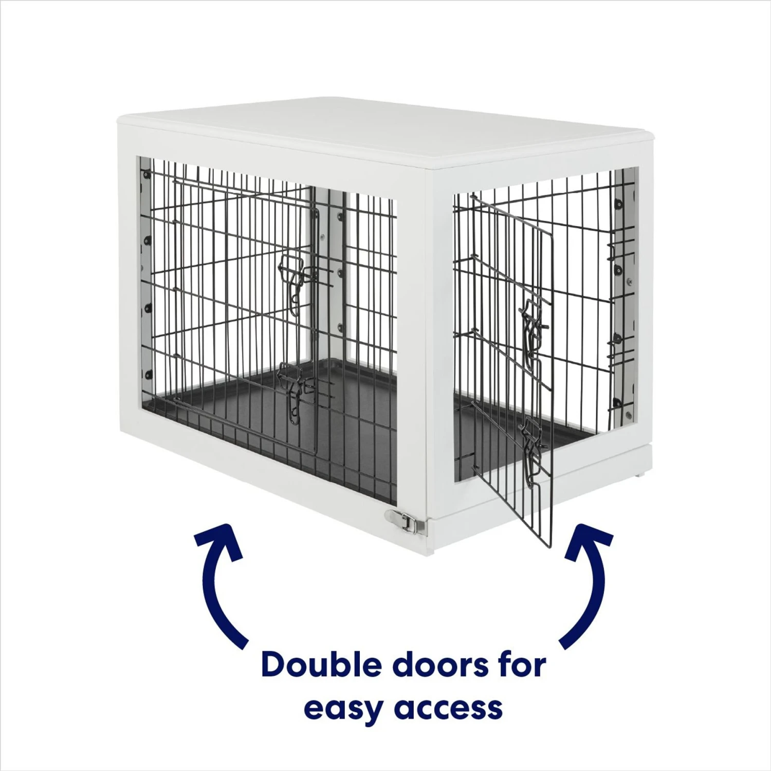 Frisco Double Door Furniture Style Dog Crate, White 3 Frisco Double Door Furniture Style Dog Crate, White - Image 3