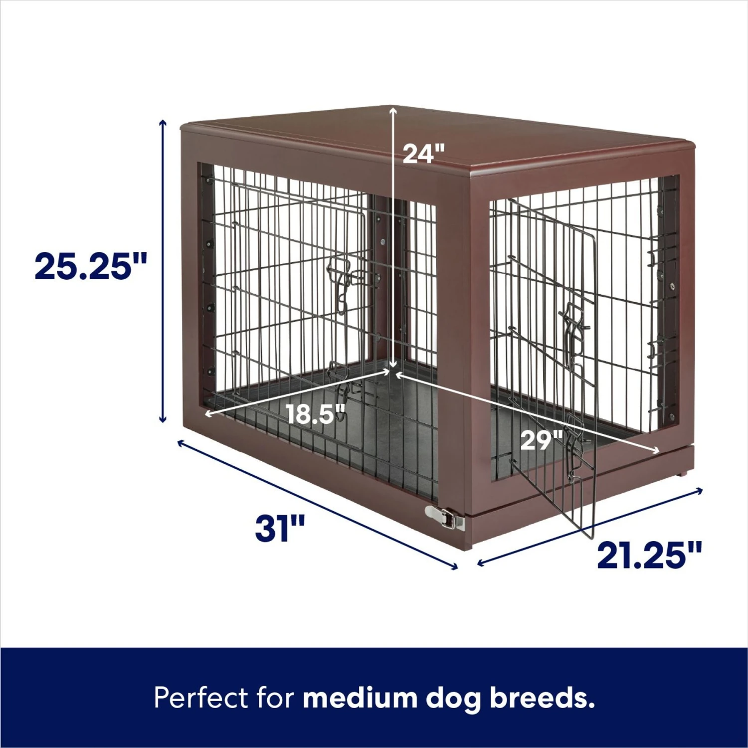 Frisco Double Door Furniture Style Dog Crate, Brown 2 Frisco Double Door Furniture Style Dog Crate, Brown - Image 2