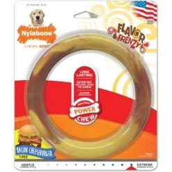 Nylabone Power Chew Smooth Ring Dog Chew Toy Bacon Cheeseburger