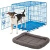 Frisco Fold & Carry Single Door Collapsible Wire Dog Crate & Frisco Quilted Plush Dog Crate Mat