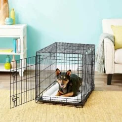 Frisco Heavy Duty Fold & Carry Double Door Collapsible Wire Dog Crate & Frisco Micro Terry Dog Crate Mat -PetSafe Kong Shop 255531 PT2. AC SS1800 V1604149293