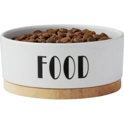 Frisco Ceramic Food Dog & Cat Bowl With Wood Base -PetSafe Kong Shop 256043 PT4. AC SS1800 V1615311744