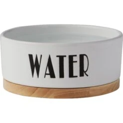 Frisco Ceramic Water Dog & Cat Bowl With Wood Base -PetSafe Kong Shop 256047 PT4. AC SS1800 V1615310854