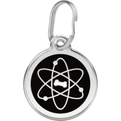 Red Dingo Atom Stainless Steel Personalized Dog & Cat ID Tag, Black