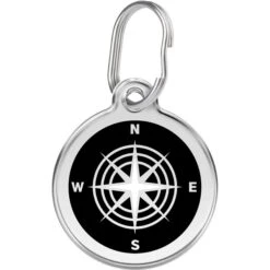 Red Dingo Compass Stainless Steel Personalized Dog & Cat ID Tag, Black