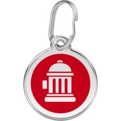 Red Dingo Fire Hydrant Stainless Steel Personalized Dog ID Tag