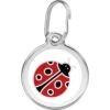 Red Dingo Lady Bug Stainless Steel Personalized Dog & Cat ID Tag