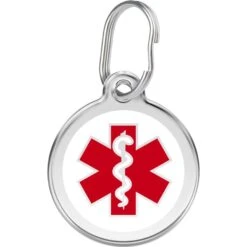 Red Dingo Medical Alert Stainless Steel Personalized Dog & Cat ID Tag