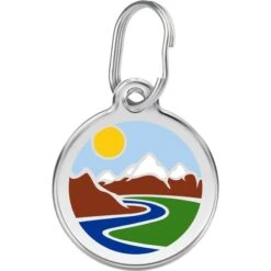 Red Dingo Mountains Stainless Steel Personalized Dog & Cat ID Tag