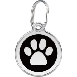 Red Dingo Paw Print Stainless Steel Personalized Dog & Cat ID Tag