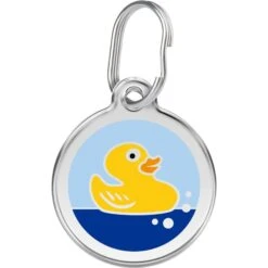Red Dingo Rubber Duck Stainless Steel Personalized Dog & Cat ID Tag