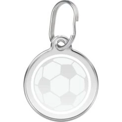 Red Dingo Soccer Ball Stainless Steel Personalized Dog & Cat ID Tag