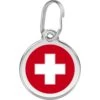 Red Dingo Swiss Flag Stainless Steel Personalized Dog & Cat ID Tag