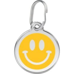 Red Dingo Smiley Face Stainless Steel Personalized Dog & Cat ID Tag