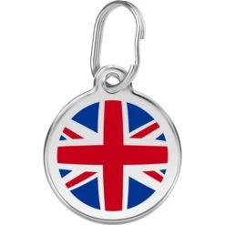 Red Dingo United Kingdom Flag Stainless Steel Personalized Dog & Cat ID Tag