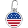 Red Dingo USA Flag Stainless Steel Personalized Dog & Cat ID Tag