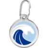 Red Dingo Wave Stainless Steel Personalized Dog & Cat ID Tag