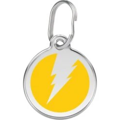 Red Dingo Lightning Bolt Stainless Steel Personalized Dog & Cat ID Tag