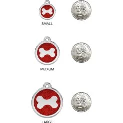 Red Dingo Glitter Bone Stainless Steel Personalized Dog ID Tag -PetSafe Kong Shop 260797 PT8. AC SS1800 V1617683798