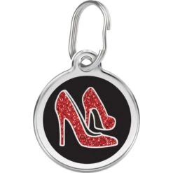 Red Dingo Glitter Shoe Stainless Steel Personalized Dog & Cat ID Tag