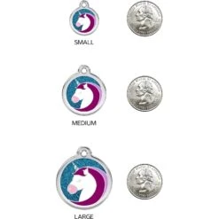 Red Dingo Glitter Unicorn Stainless Steel Personalized Dog & Cat ID Tag -PetSafe Kong Shop 260872 PT8. AC SS1800 V1617683494