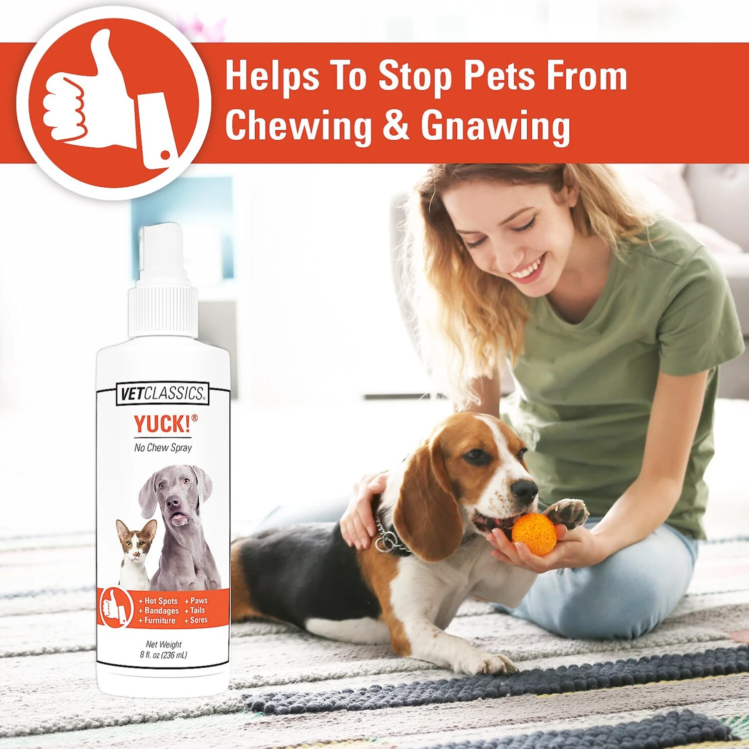 VetClassics YUCK! No Chew Dog & Cat Spray, 8-oz Bottle 5 VetClassics YUCK! No Chew Dog & Cat Spray, 8-oz Bottle - Image 5